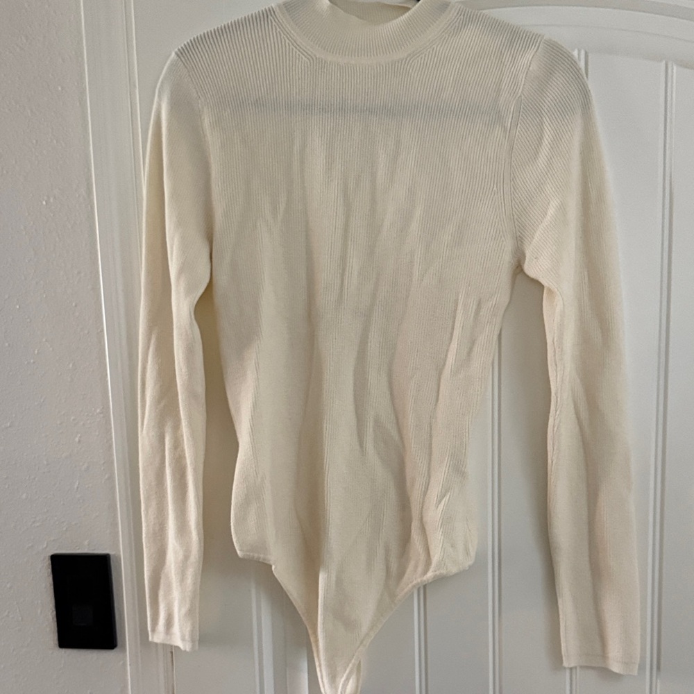 Abercrombie & Fitch ribbon mock neck sweater bodysuit
